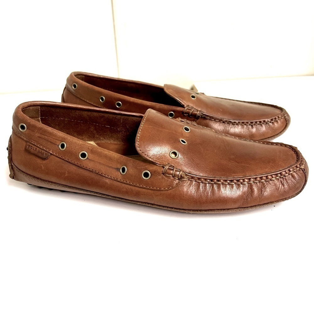 COLE HAAN Genuine brown leather driving loafers men’s comfort shoes size 9.5